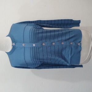 Givenchy Sport Blue Striped Cardigan Euro 40/US 8 - Vintage 70s - 80s USA Union